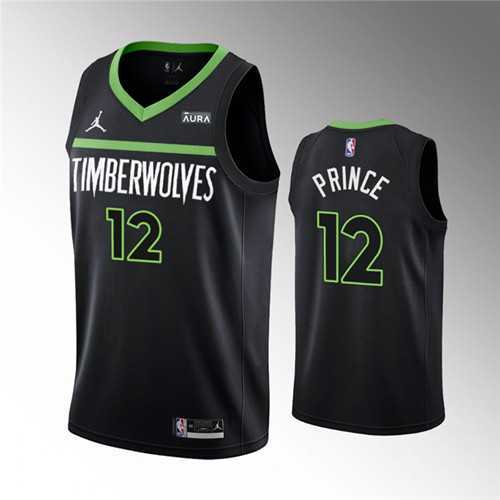 Men%27s Minnesota Timberwolves #12 Taurean Prince Black Statement Edition Stitched Jersey Dzhi